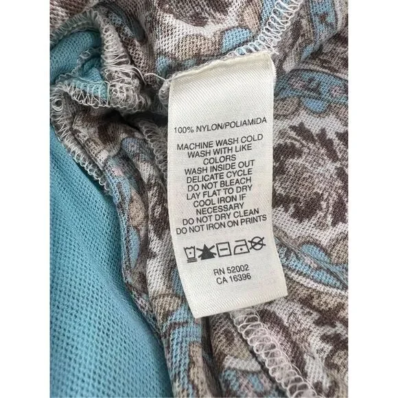 DKNY Women’s Petite Small V-Neck Top Brown Teal Ruffle Tie Y2K - Picture 7 of 7